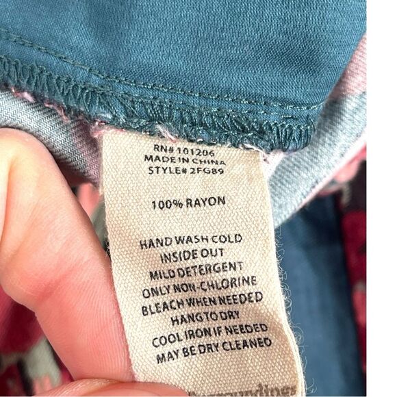 Soft Surroundings Yesenia Teal Pink Floral Print Wide Leg Pants womens XS - Picture 5 of 8